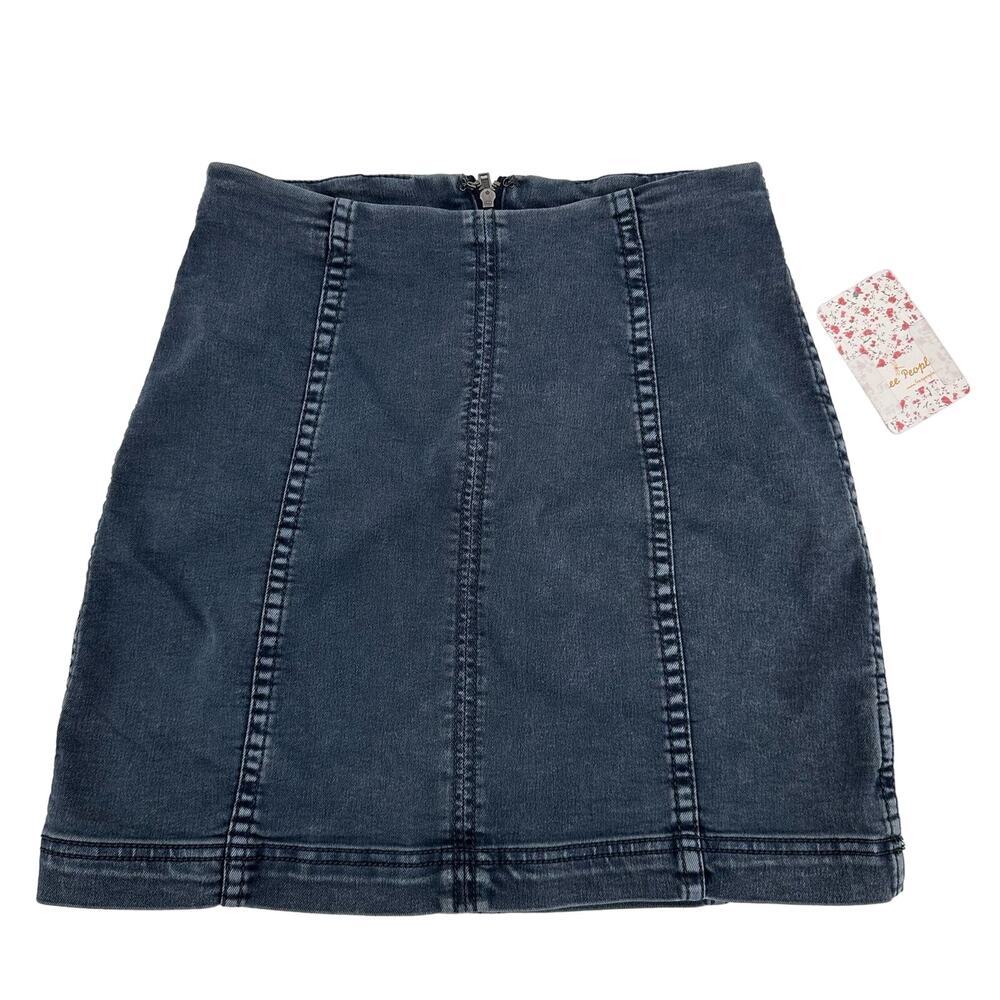 Free People Mini Blue Skirt Womens Size 0 Blue Denim Back Zipper OB604493 Casual